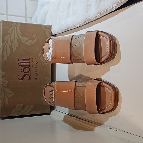 NWT Sofft Sheila Sandal 3 1/4" blocked heel, angled square toe. Pink Rose  9M - Picture 2 of 8